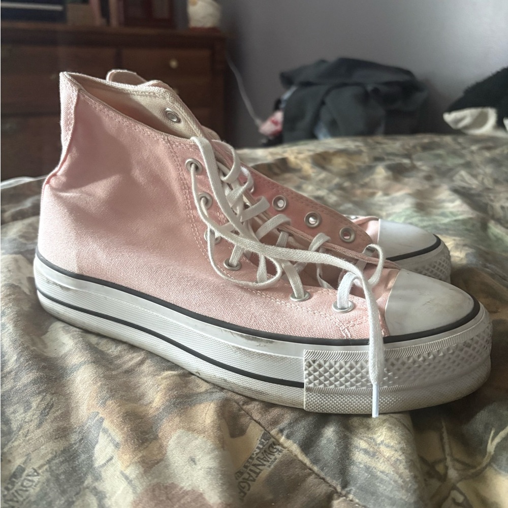 Classic Pink Canvas High-Top Sneakers